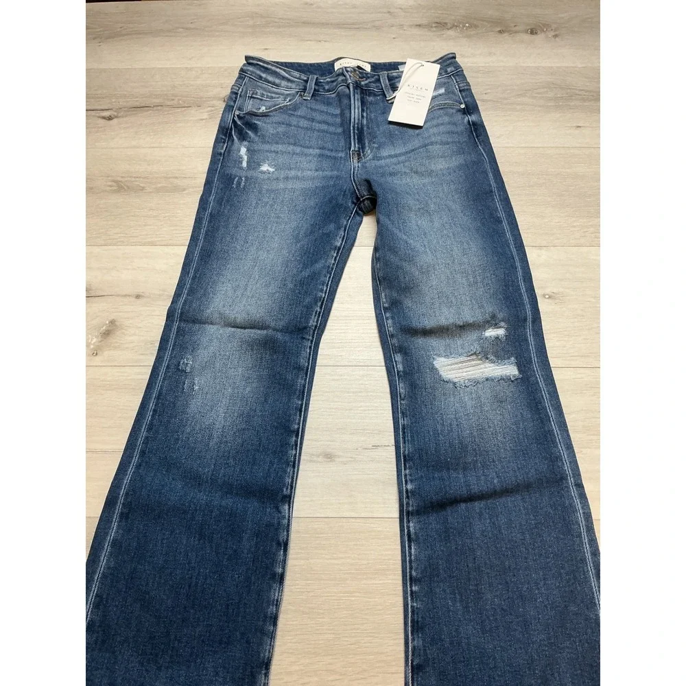 Risen Jeans Mid Rise Ankle Hem Straight Leg Dark Wash‎ 9/29 New With Tags